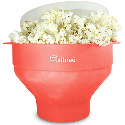 The Original Salbree Collapsible Silicone Microwave Popcorn Popper Maker Machine Microwavable Bowl Holds 16 Cups Uses Hot Air and Oil Always Optional  The Most Colors Available Coral