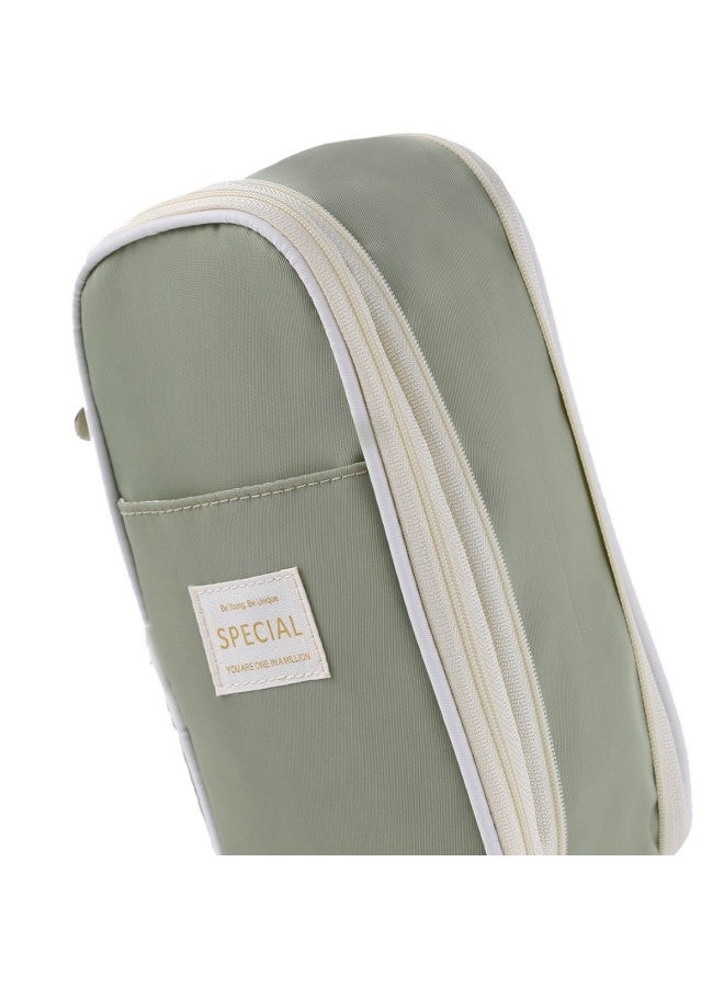 YUERUI Macaron Pencil Case Double Canvas Retractable Large Capacity Simple Pencil Case Double Zipper Multi-layer Pencil Case - Image 1