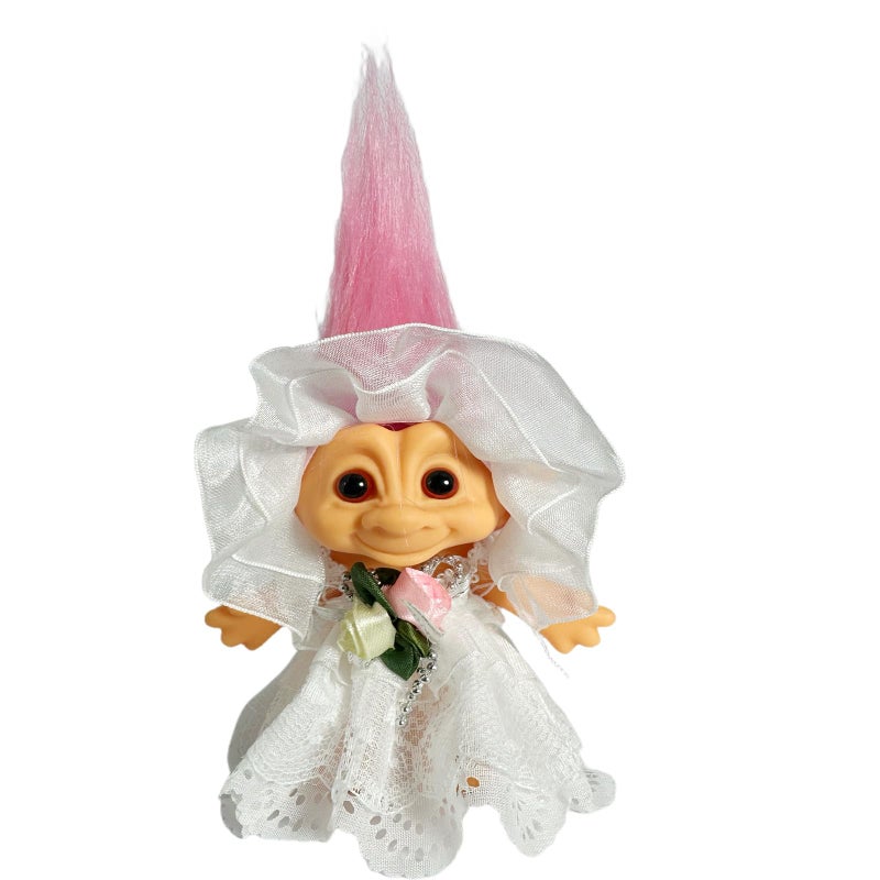 Yintlilocn Vintage Troll Dolls Retro Troll Doll Chromatic Adorable for Collections School Project Arts and Crafts Party Favors 75 TallInclude The Length of Hair White - Image 3