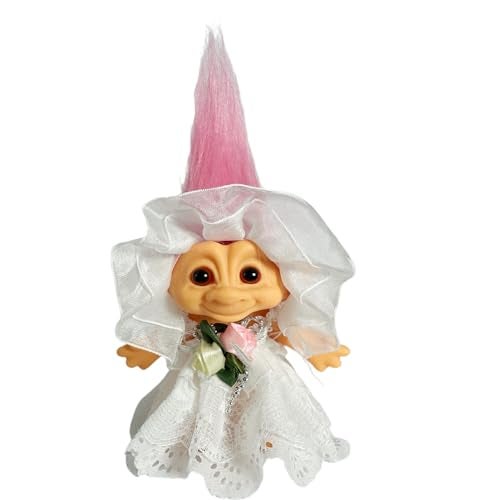 Yintlilocn Vintage Troll Dolls Retro Troll Doll Chromatic Adorable for Collections School Project Arts and Crafts Party Favors 75 TallInclude The Length of Hair White - Image 1