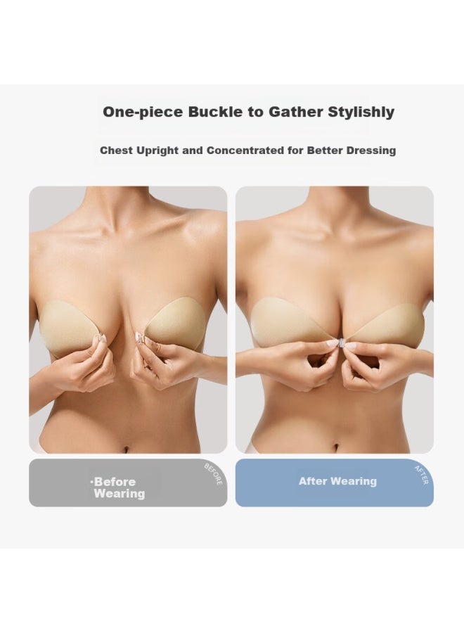 Luckmeey Women's Fabric Adhesive Push-up Strapless Bra With Front Closure For Wedding Dress And Evening Gown - Image 1