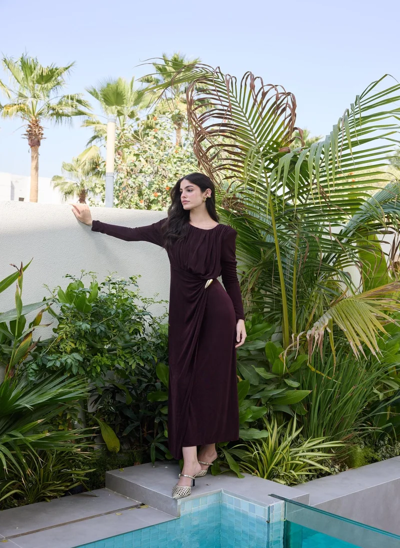 Ashita Fernandes Cinched Waist Full-Length Dress – Black