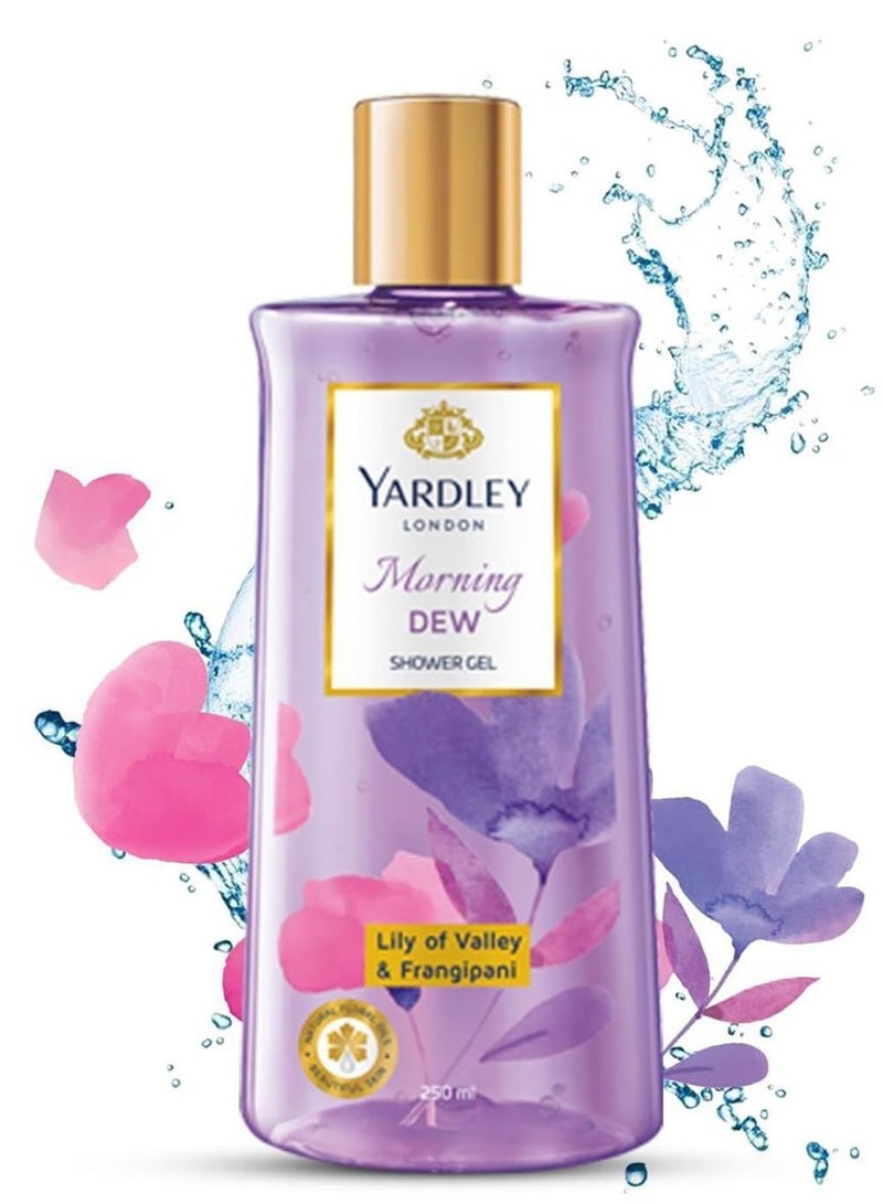 ياردلي جل استحمام منعش من ياردلي لندن مورنينج ديو للنساء مع زنبق الوادي وفرانجيباني، غسول استحمام يومي متوازن مع زيوت الزهور الطبيعية لبشرة جميلة، 250 مل - Image 1
