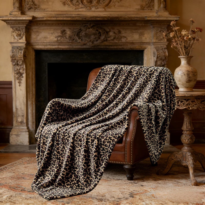 Edenleaf Leopard Print Blanket Fleece Throw for Bed Sofa Travel and Camping, Super Soft Cozy Fluffy Plush Cheetah Print Blanket for All Seasons 50"x60" (Mocha Brown) - Image 4