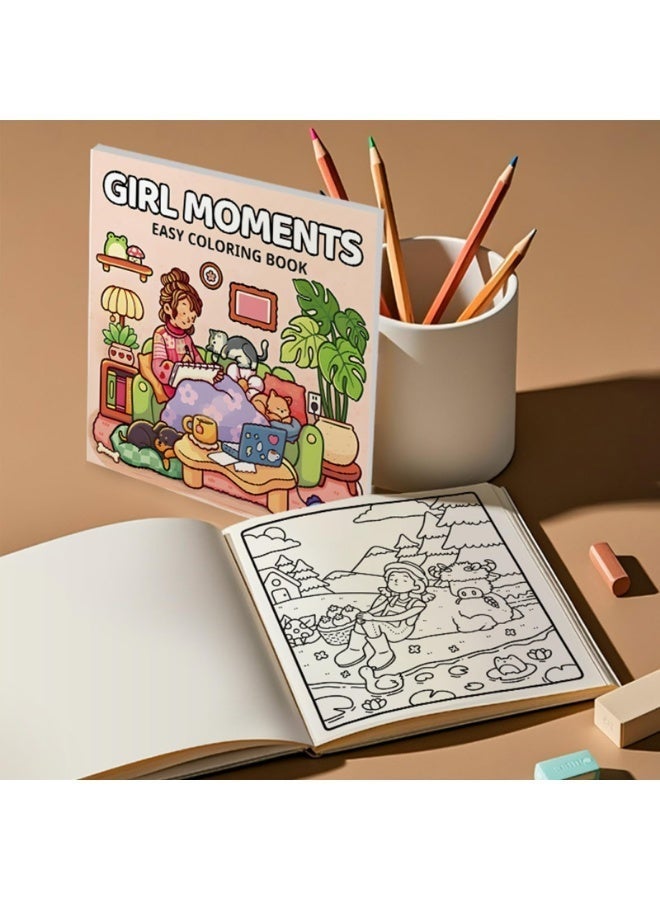 Coloring Book for Adults and Teens(2 Books-96 Pages Total) Girl Moments & Stress Relief  Coloring Books Perfect for Relaxation & Joy , Cozy Spaces Coloring - Image 5