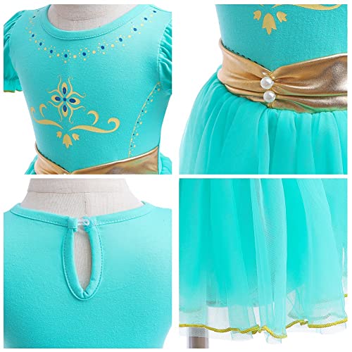 CinheyU Baby Girls Jasmine Princess Costumes Aladdin Birthday Romper Tutu Dress w/Headband Halloween Party Outfits 70 - Image 4