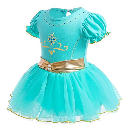 CinheyU Baby Girls Jasmine Princess Costumes Aladdin Birthday Romper Tutu Dress w/Headband Halloween Party Outfits 70 - Image 2