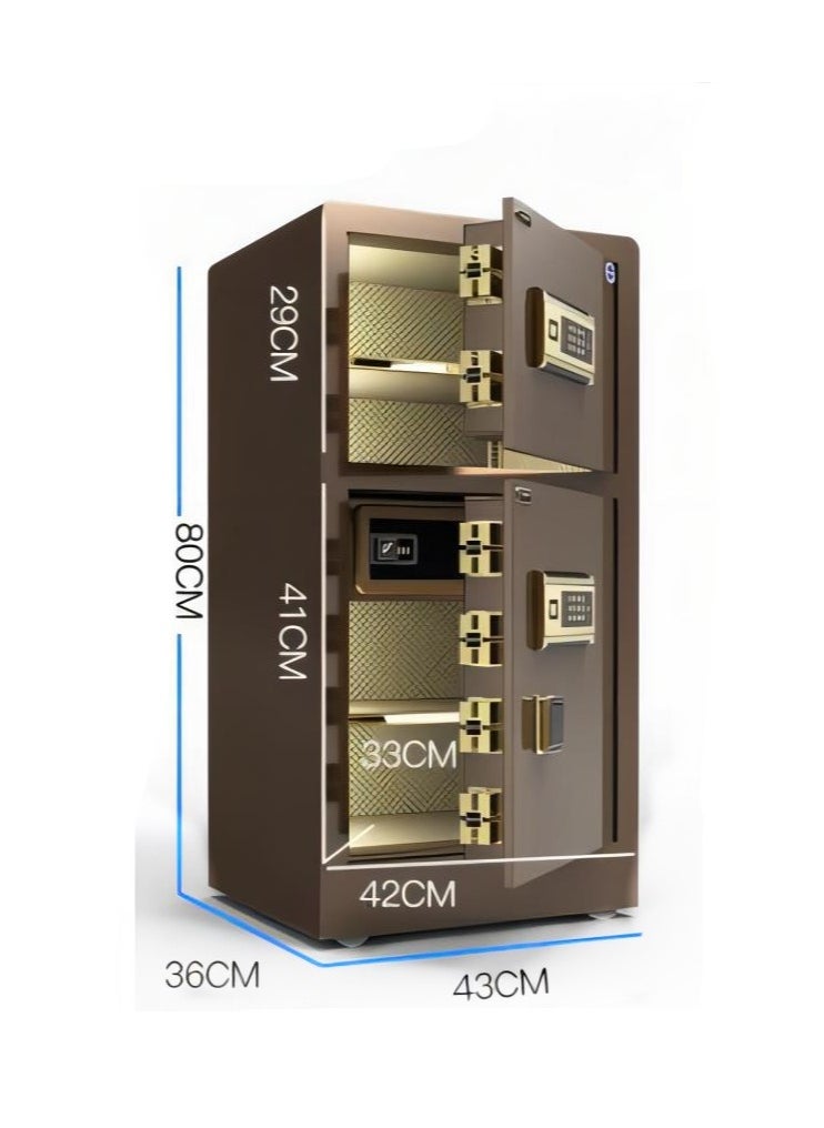 Dayi - 80cm Safe household anti-theft box fingerprint password double-door safe office hotel all-steel safe deposit box - Image 1
