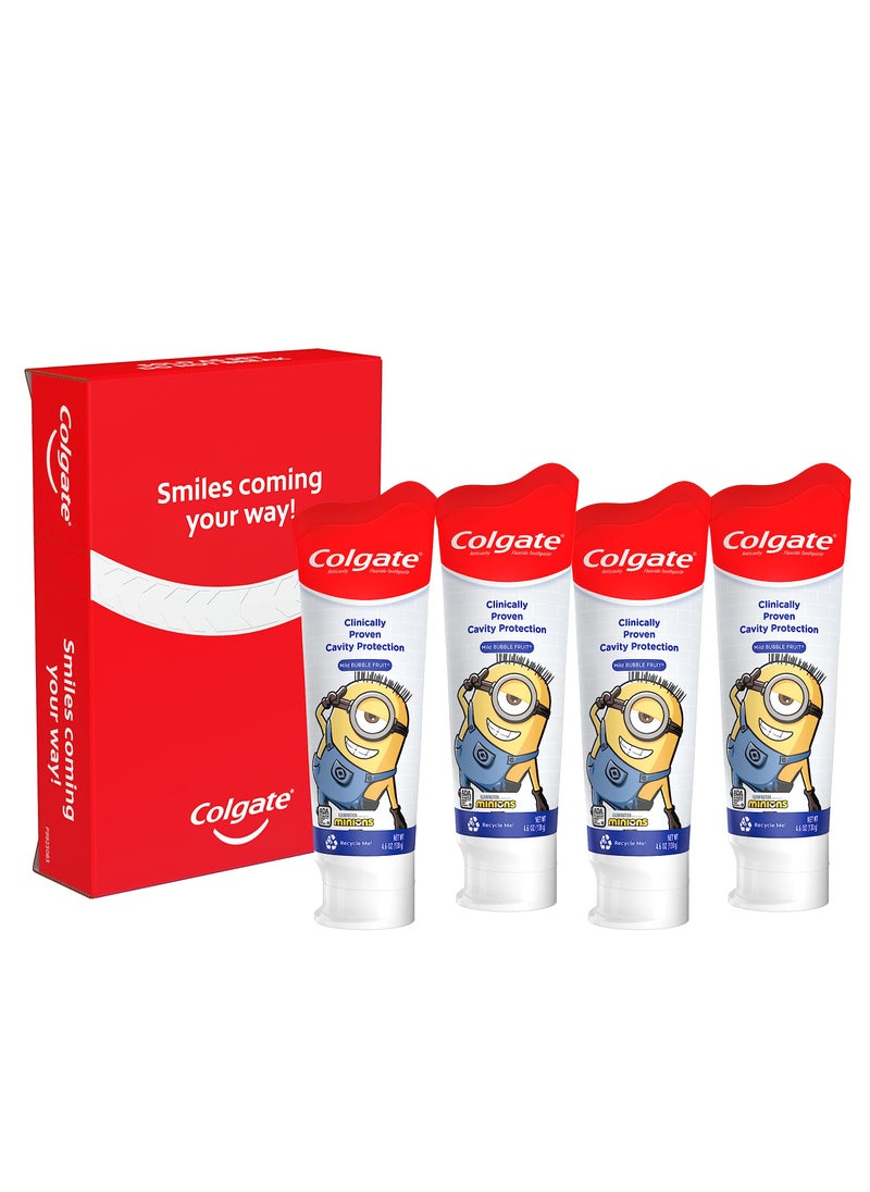 Colgate Colgate Kids Toothpaste with Anticavity Fluoride, Minions, ADA-Accepted Fluoride Toothpaste, 4.6 Ounce Tube, 4 Pack 