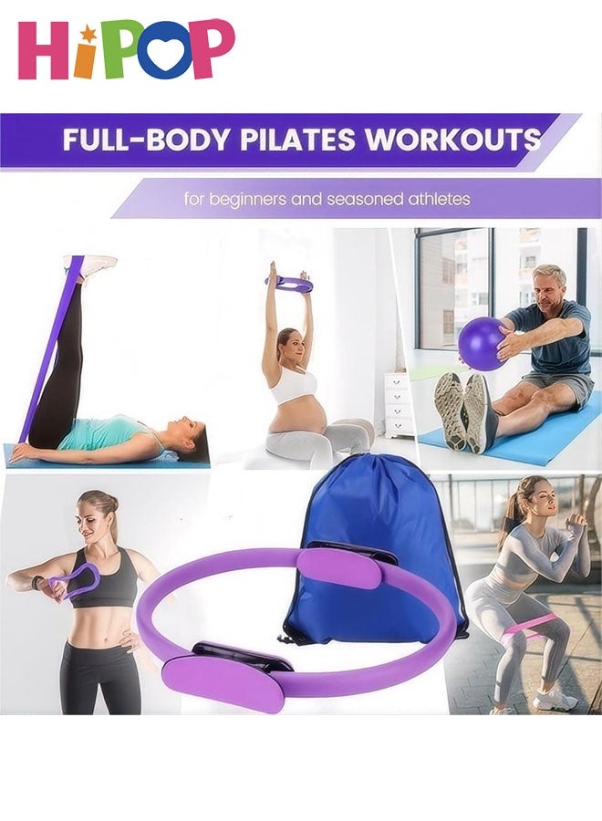HIPOP Home Pilates Kit for Women Pilates Equipment Ring and Ball Set Magic Circle Hoop with 5 Resistance Bands Compact Toning Fitness Essentials Starter Set Accessories - Image 5