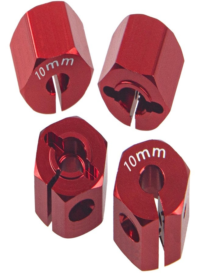 Vgoohobby Aluminum Alloy 12mm Wheel Hex Hub Drive Adapters with Pins Screws Compatible with Axial SCX10 HSP HPI Tamiya Redcat 1/10 RC Crawler Car (10mm, Red) - Image 4