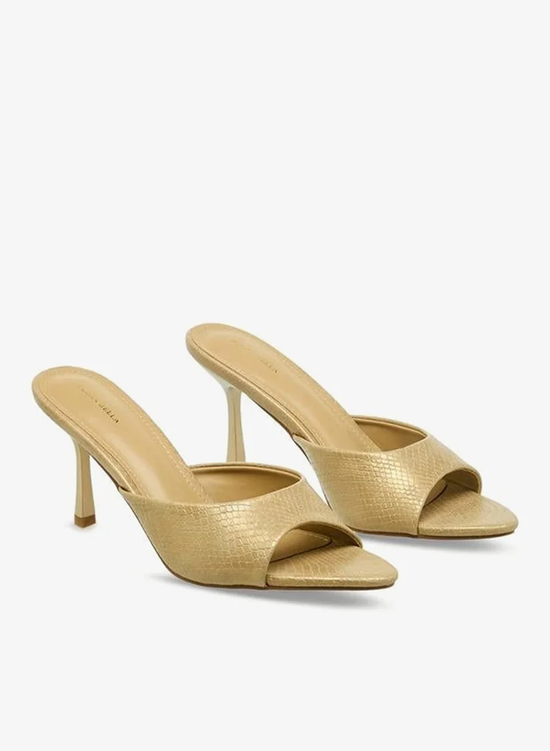 Flora Bella By Shoexpress GOLD Women Textured Cone Heel Sandals Ramadan Collections for Women | Best Price UAE