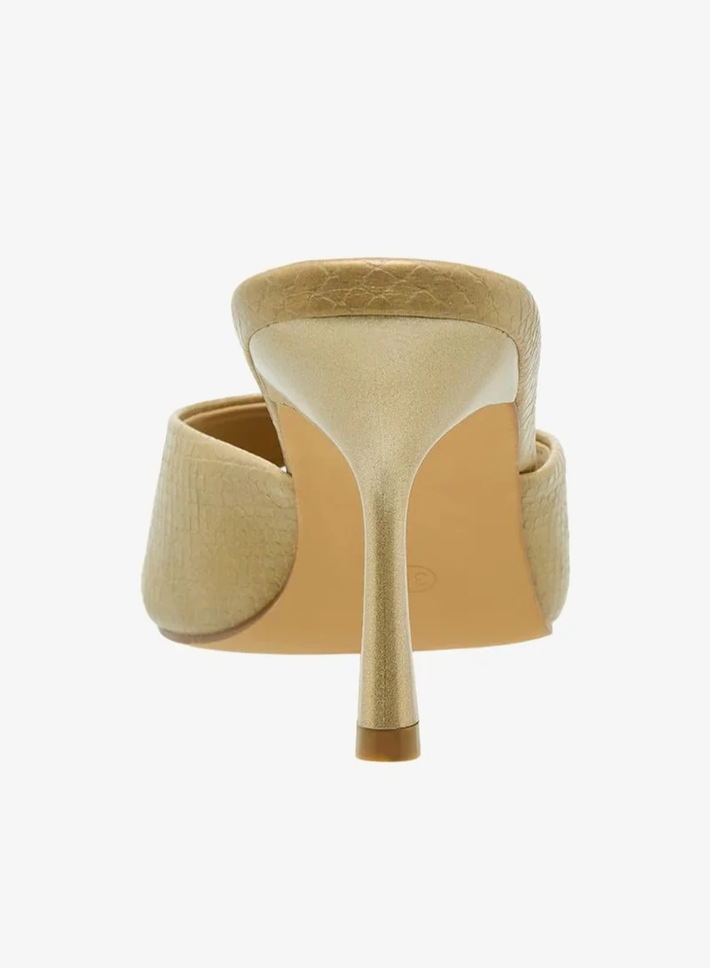 Flora Bella By Shoexpress GOLD Women Textured Cone Heel Sandals Ramadan Collections for Women | Best Price UAE