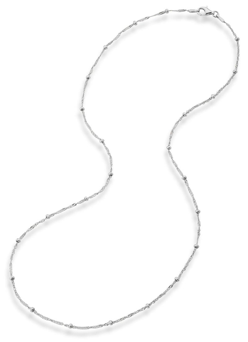 Miabella Italian 925 Sterling Silver Singapore Bead Chain Station Necklace for Women, Made in Italy (18 Inch) - Image 2