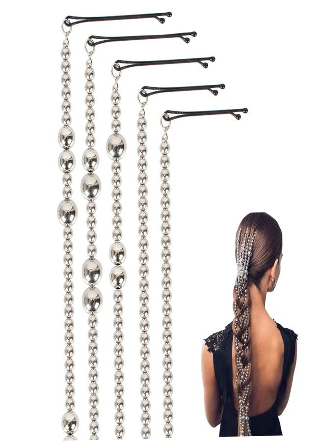 CHIROGRAPHY 5 Pcs Premium Hair Chain, 5PCS/Set 20 inch Multi-strand Silver Hair Extensions Chains, Tassel Ponytail Head Chain with Clip for Girls and Women, Nightclub Party, Prom Party,Hair Chains - Image 4