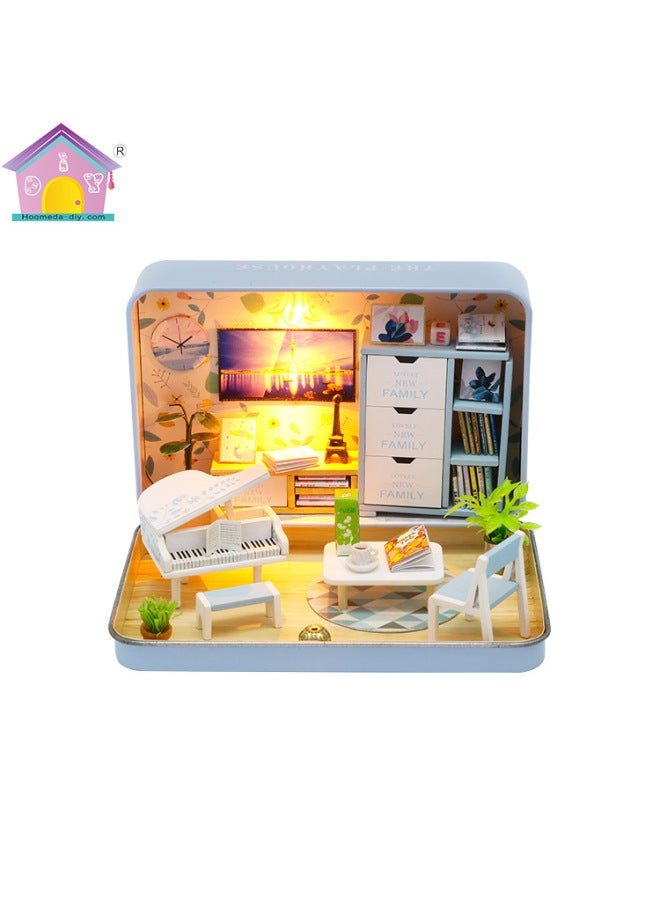 Hongda Diy Cabin Box Theater Handmade Assembled Model Room Creative Toy House Birthday Gift-Color:S931 No Tool Glue - Image 1