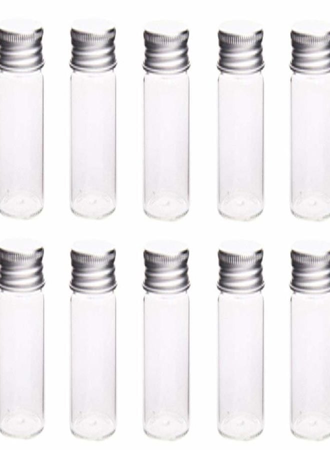 glasstore (20ml) - 10Pcs Glass Sealed Bottle with Screw Aluminium Cap Clear Tiny Empty Sample Vials Glass Jars Containers Cute Wishes Bottle (20ml) - Image 1