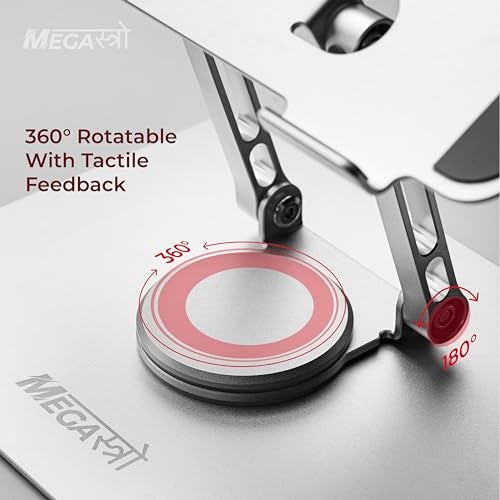MegaStro MVP-Edition 360° Rotatable Aluminium Laptop Stand | Ergonomic, Foldable & Adjustable | Compatible with All Laptop Sizes & Brands (MacBook, HP, Dell, Lenovo) - Image 3