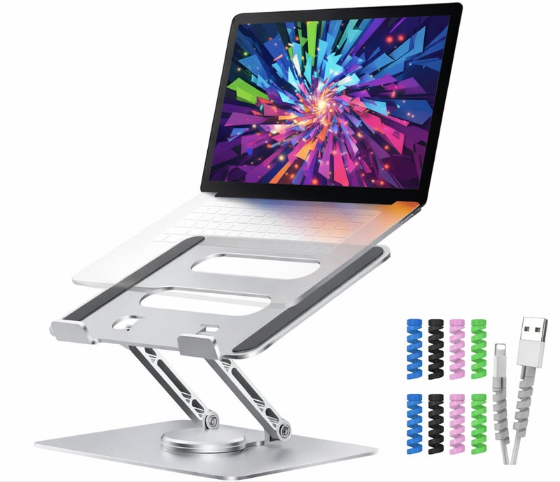 MegaStro MVP-Edition 360° Rotatable Aluminium Laptop Stand | Ergonomic, Foldable & Adjustable | Compatible with All Laptop Sizes & Brands (MacBook, HP, Dell, Lenovo) - Image 4