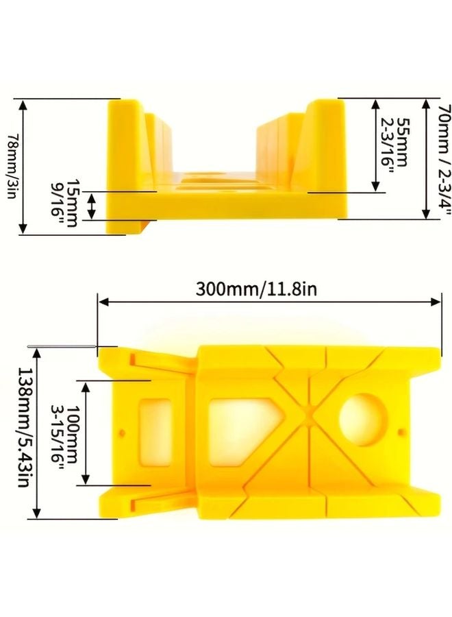 Yellow High Impact Plastic Miter Box Adjustable Cutting Angles Non Slip Base - Image 3