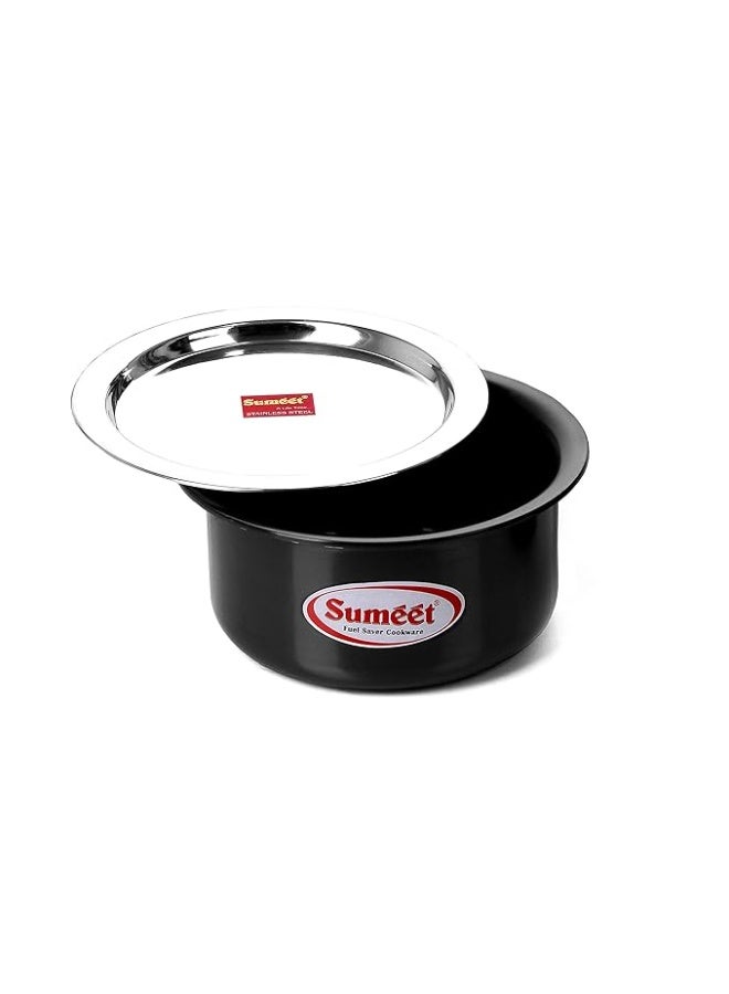 Sumeet Aluminium Tope with Lid | 4.25L Patila Cookware | Heavy-Duty, Non-Stick, Scratch-Resistant, Rust-Free, Dishwasher-Safe (Black), 4250 ml - Image 1