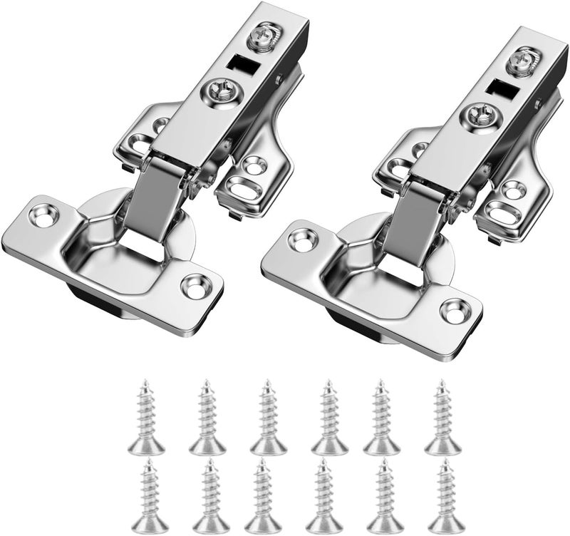 MAX-EMA GLOBAL مفصلات خزائن ماكس-إيما ذات الإغلاق الناعم 2 قطعة قابلة للإزالة للباب الخزائن الكاملة التغطية للمطبخ والحمام، فتح 105°، كوب 35 مم، مجموعة مفصلات فولاذية ثقيلة قابلة للتعديل - Image 1