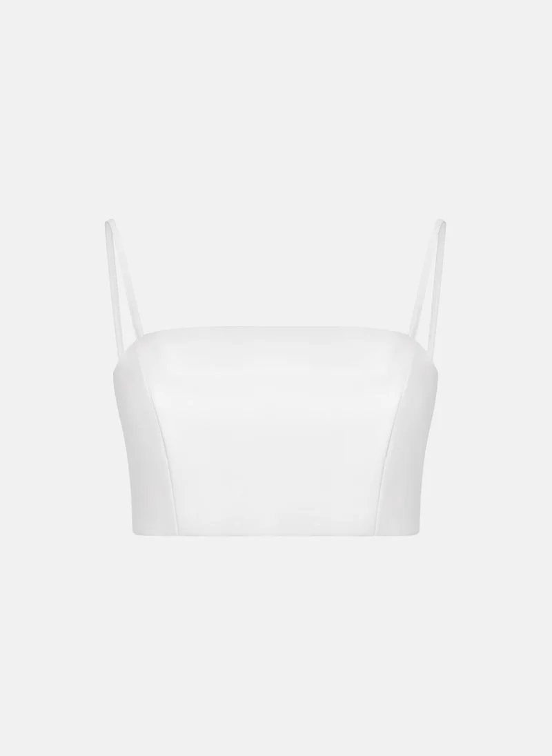 ليتشي قميص قصير مع حمالات رفيعة