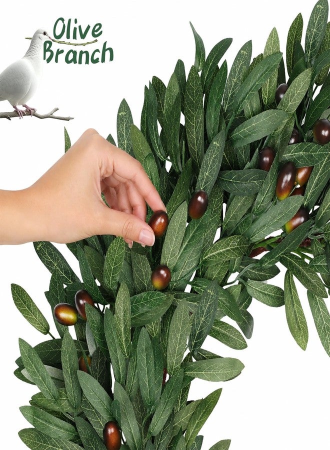 colorspec 22 inch Olive Wreaths for Front Door Set of 2, Artificial Large Spring Summer All Seasons Year Round Green Olive Branch Wreath for Home Outdoor Indoor Farmhouse Porch Window - Image 3