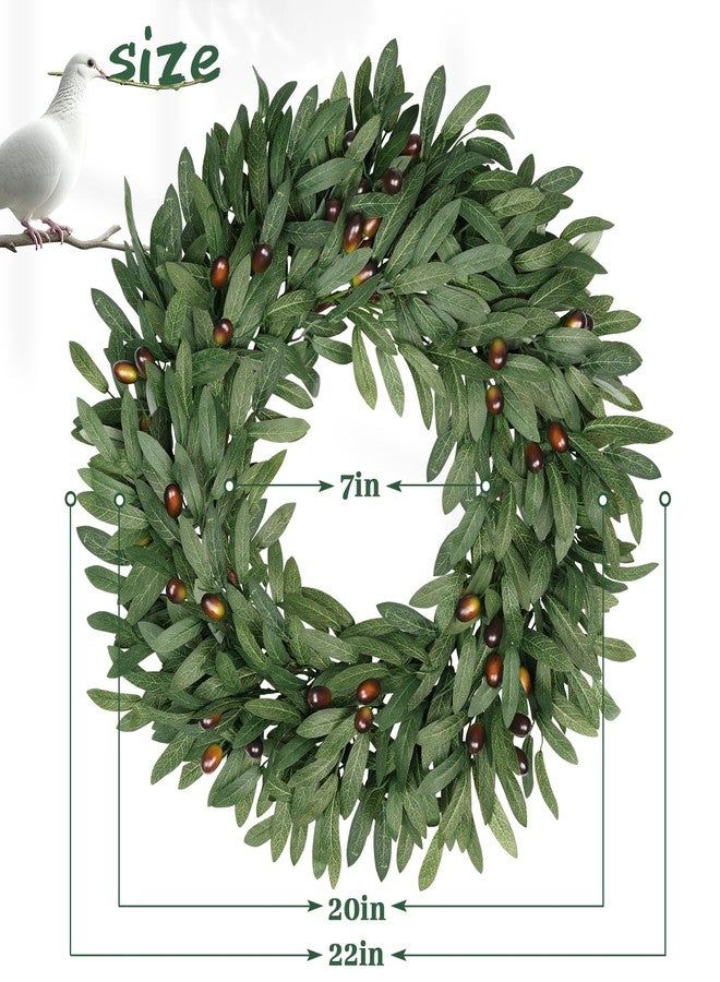 colorspec 22 inch Olive Wreaths for Front Door Set of 2, Artificial Large Spring Summer All Seasons Year Round Green Olive Branch Wreath for Home Outdoor Indoor Farmhouse Porch Window - Image 2