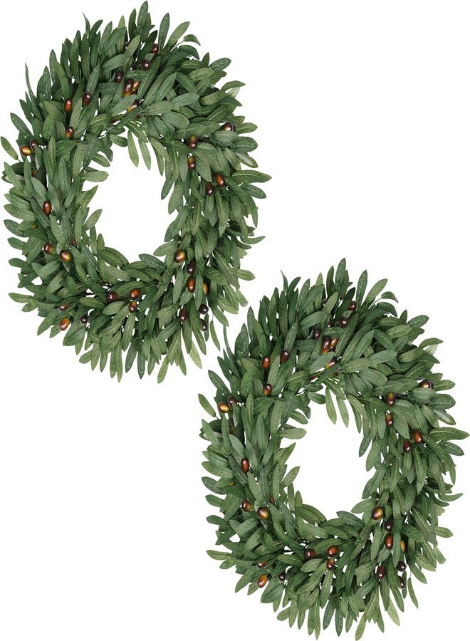 colorspec 22 inch Olive Wreaths for Front Door Set of 2, Artificial Large Spring Summer All Seasons Year Round Green Olive Branch Wreath for Home Outdoor Indoor Farmhouse Porch Window - Image 1