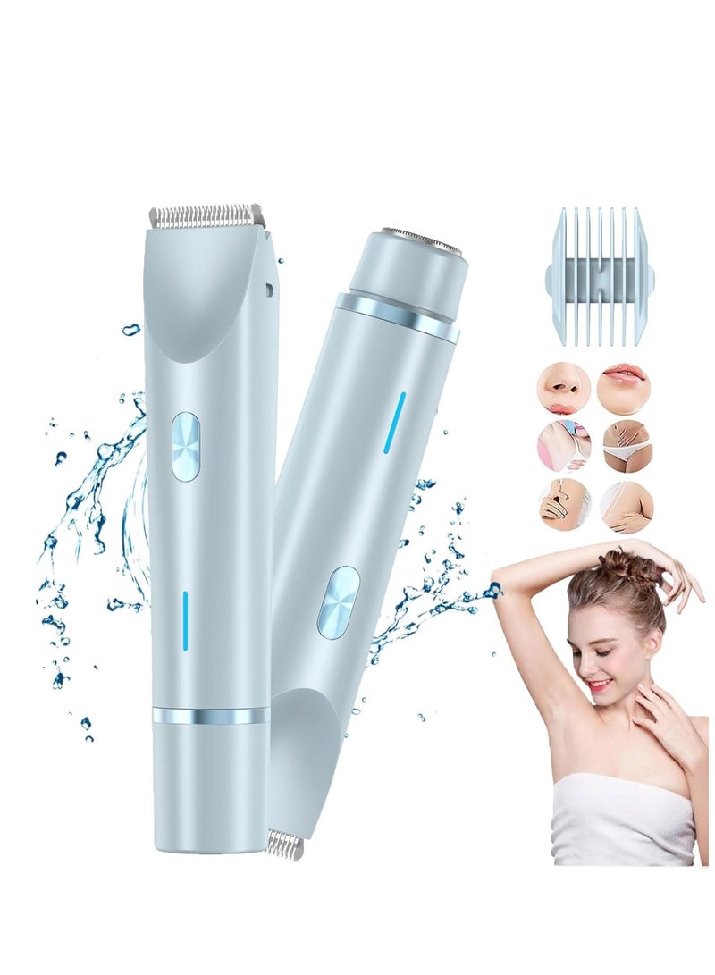 AirYoung Electric Razors for Women, Electric Shaver for Arm Face Legs Underarm IPX7 Cordless Trimmer with Detachable Head (Blue) - Image 1