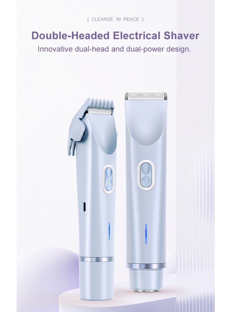 AirYoung Electric Razors for Women, Electric Shaver for Arm Face Legs Underarm IPX7 Cordless Trimmer with Detachable Head (Blue) - Image 2
