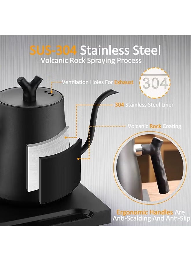 ASIV Electric Gooseneck Kettle 0.8L 1000W Water Kettle for Pour-over Coffee & Tea, 304 Stainless Steel Coffee and Tea Pot, Constant Temperature Coffee Kettle - Image 2