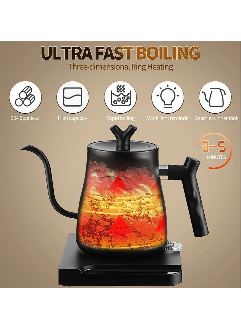 ASIV Electric Gooseneck Kettle 0.8L 1000W Water Kettle for Pour-over Coffee & Tea, 304 Stainless Steel Coffee and Tea Pot, Constant Temperature Coffee Kettle - Image 3