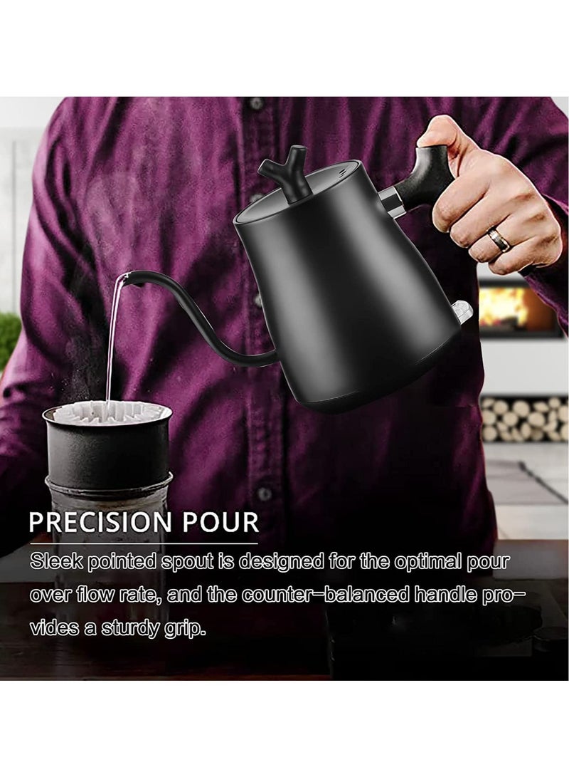 ASIV Electric Gooseneck Kettle 0.8L 1000W Water Kettle for Pour-over Coffee & Tea, 304 Stainless Steel Coffee and Tea Pot, Constant Temperature Coffee Kettle - Image 4
