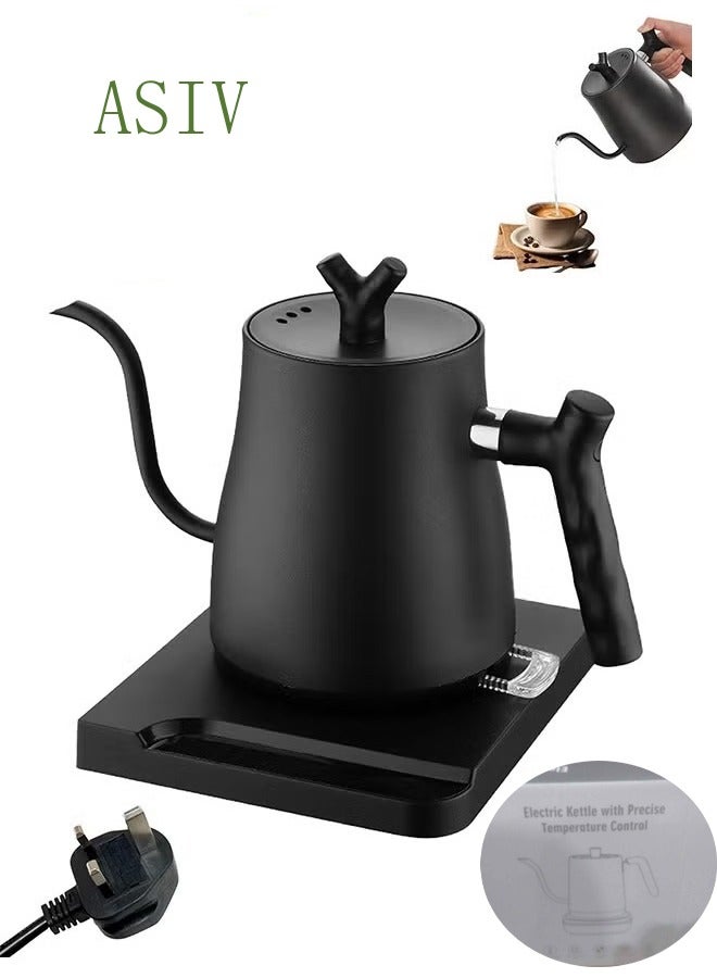 ASIV Electric Gooseneck Kettle 0.8L 1000W Water Kettle for Pour-over Coffee & Tea, 304 Stainless Steel Coffee and Tea Pot, Constant Temperature Coffee Kettle - Image 1