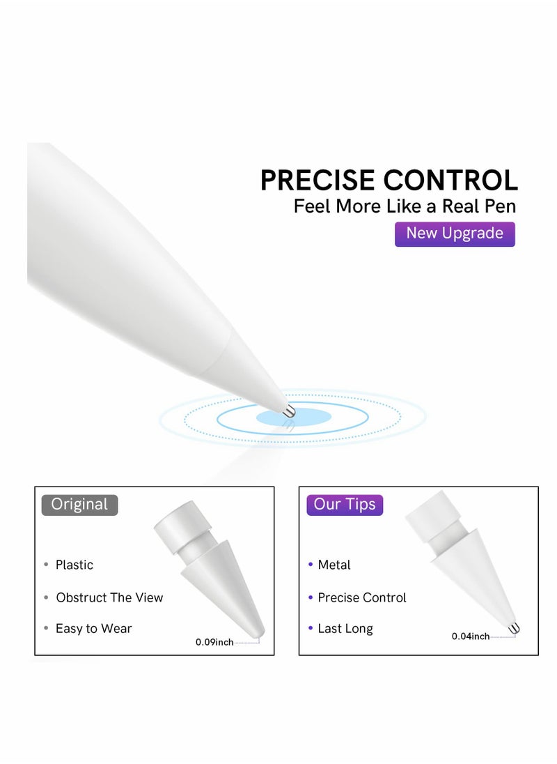 Excefore - Replacement Tips for Apple Pencil, 2 Pack Compatible with Apple Pencil 2nd Gen and 1st Gen, No Wear Out Fine Point Precise Control Pen Like Nibs for Apple Pencil (White 1.3mm) - Image 1