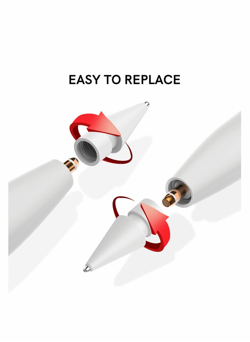 Excefore - Replacement Tips for Apple Pencil, 2 Pack Compatible with Apple Pencil 2nd Gen and 1st Gen, No Wear Out Fine Point Precise Control Pen Like Nibs for Apple Pencil (White 1.3mm) - Image 1