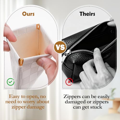 Tiltol 2 PCS Ladies Small Makeup Bag for Purse,Coin Purse Lipstick Cosmetic Accessories Organizer,Travel Pouch,Waterproof No Zipper Self-closing Small Makeup Pouch (Checkered Black) - Image 5
