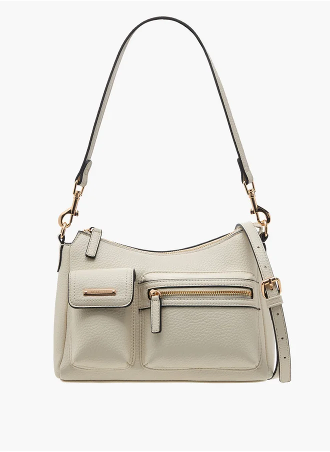 Celeste Textured Shoulder Bag with Detachable Strap and Zip Closure