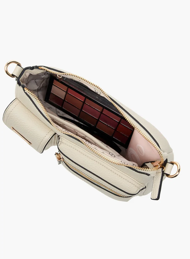 Celeste Textured Shoulder Bag with Detachable Strap and Zip Closure