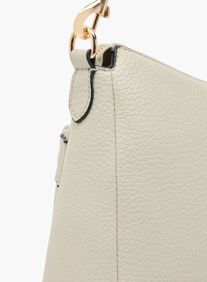 Celeste Textured Shoulder Bag with Detachable Strap and Zip Closure