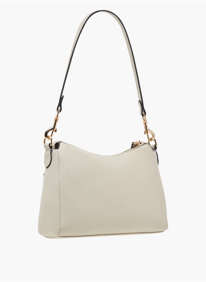 Celeste Textured Shoulder Bag with Detachable Strap and Zip Closure  - Image 3