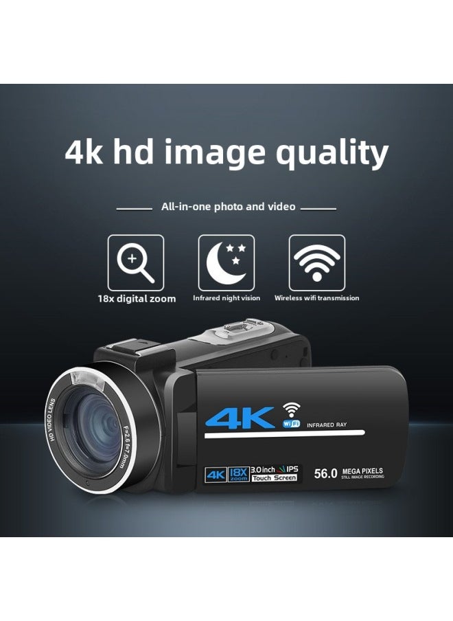 Generic 4K WIFI HD Digital Camera 18x Zoom Touch Screen Camera-Body Color:Noise Reduction Microphone  - Image 2