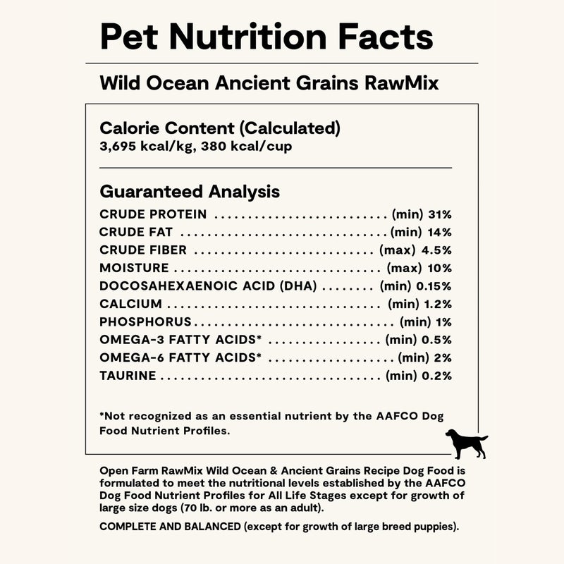 Open Farm, RawMix Dry Dog Food with Ancient Grains, Protein-Packed Kibble Coated in Bone Broth with Freeze Dried Raw Chunks, Salmon Whitefish & Rockfish,Wild Ocean Recipe, 3.5lb Bag - Image 5