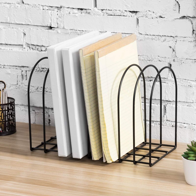 MyGift Large Desktop Document Holder Black Metal Wire File Folder Organizer Rack with 8Slots and Arch Design - Image 2
