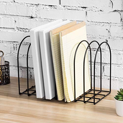 MyGift Large Desktop Document Holder Black Metal Wire File Folder Organizer Rack with 8Slots and Arch Design - Image 1