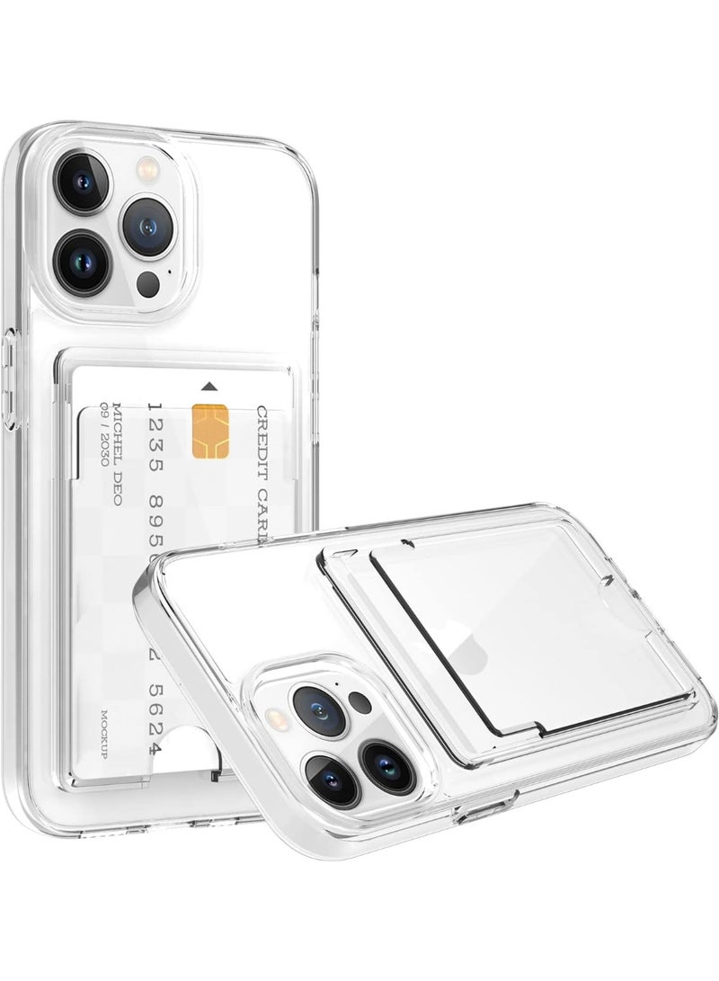 Case for iPhone 14 Pro Clear Slim Phone Case Soft TPU Wallet Case Bag Cover with Card Slot Holder Shockproof 6.1" - Image 1