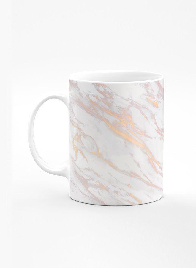 Stylizedd Designer Printed Coffee Mug with Heavy Duty Handle 11oz Ceramic Personalised Gift Mugs Cup [Microwave Safe & Dishwasher Proof] - Marble Print Gold Grey - Image 1