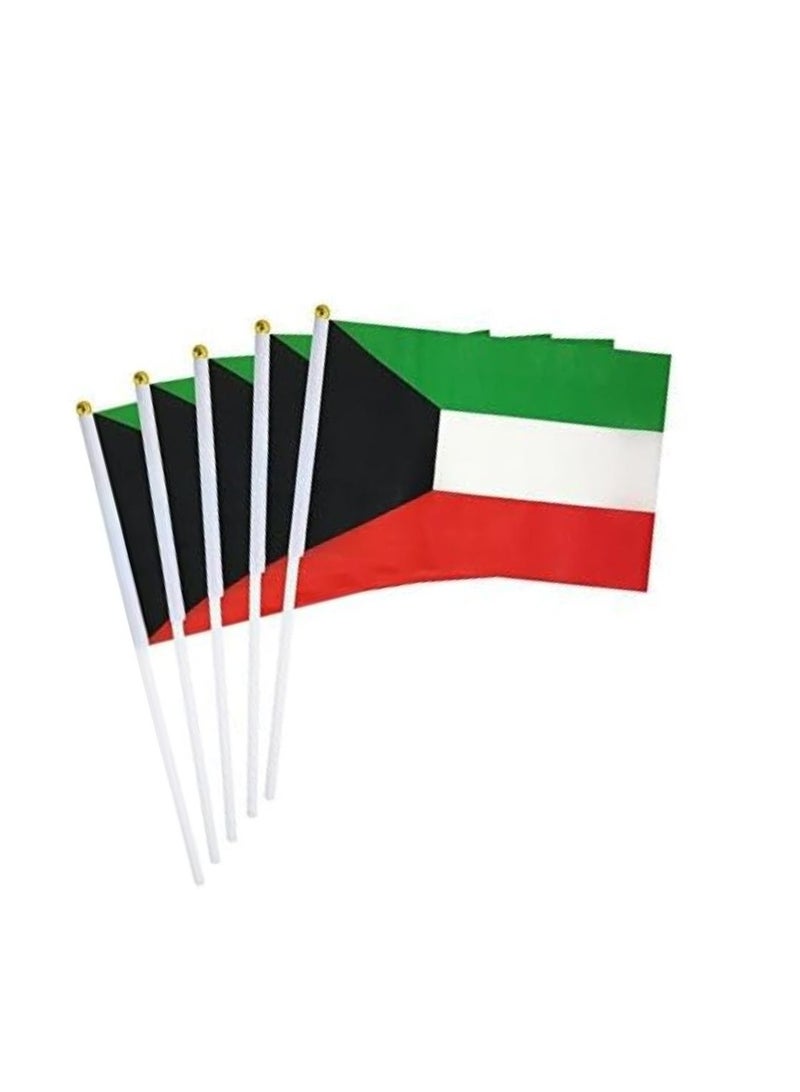 برينت شوب فور مي أعلام الكويت اليدوية الصغيرة لليوم الوطني، أعلام صغيرة محمولة باليد، هدايا تذكارية رائعة وأعلام هدايا الحفلات للأطفال والكبار، زينة أعلام البلاد، أحداث المهرجانات  - Image 1